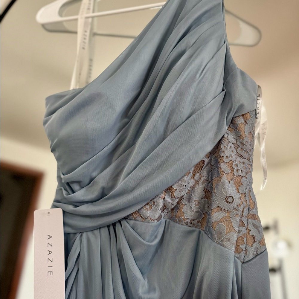 Azazie Blue One-Shoulder Dress